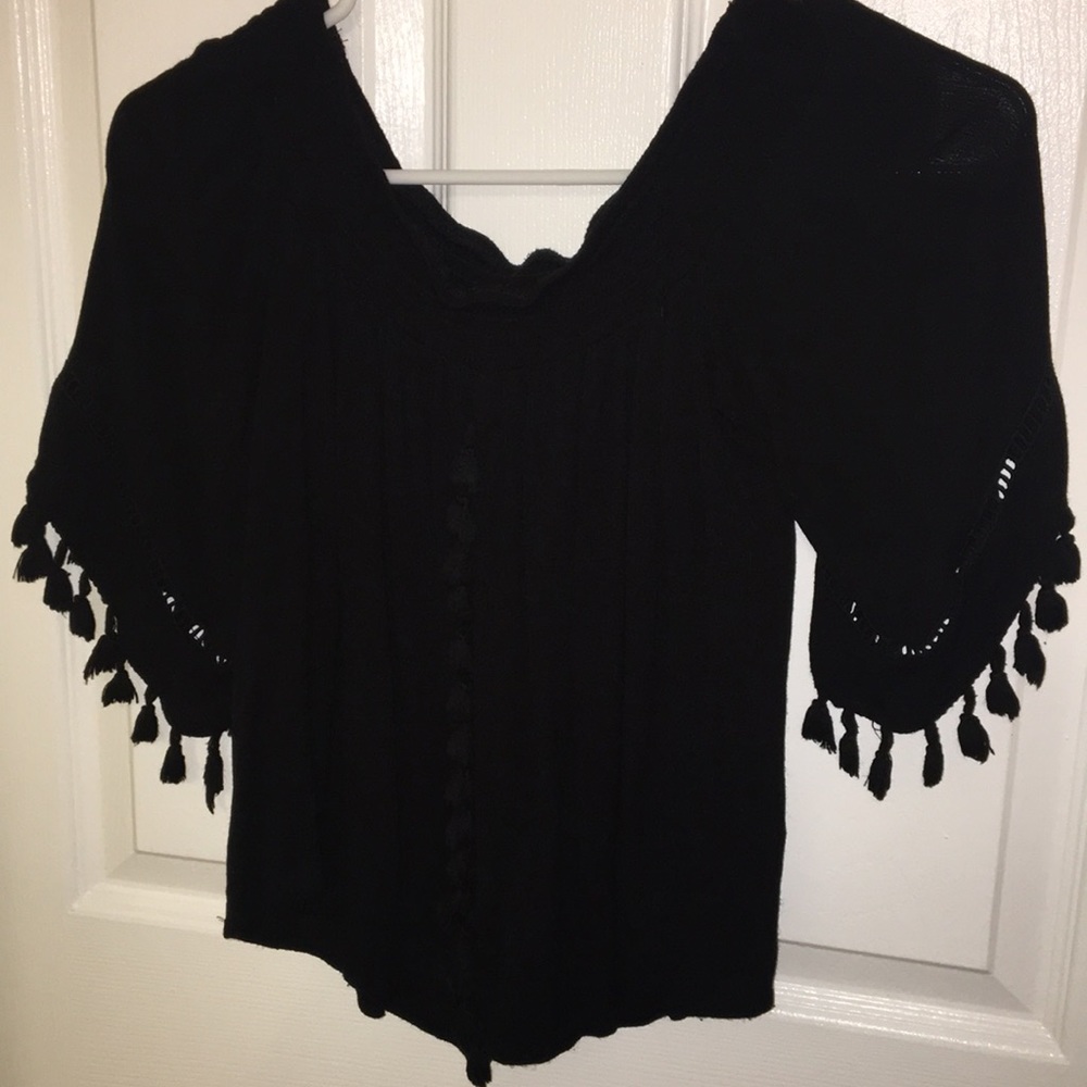 Off the shoulder black shirt